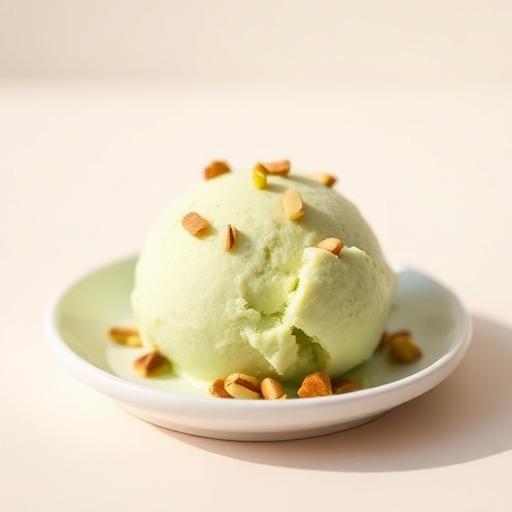 Pistachio Orange Blossom ice cream scoop